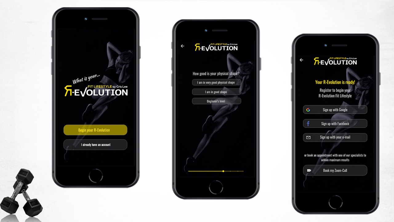 R-Evolution app HiFi wireframes