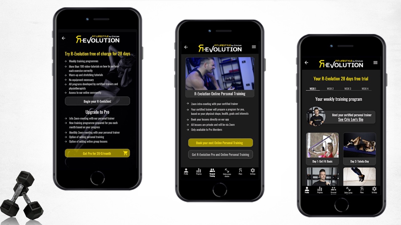 R-Evolution app HiFi wireframes