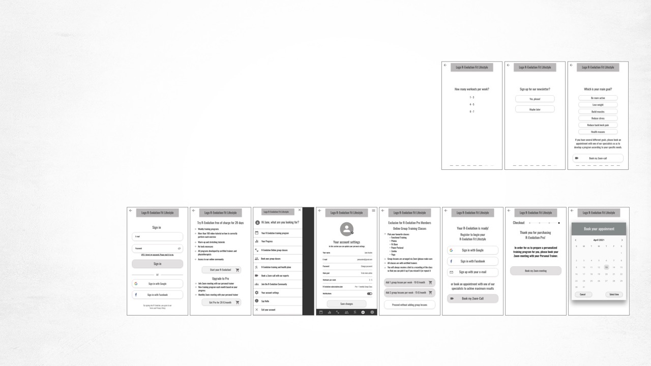 R-Evolution LoFi Wireframes