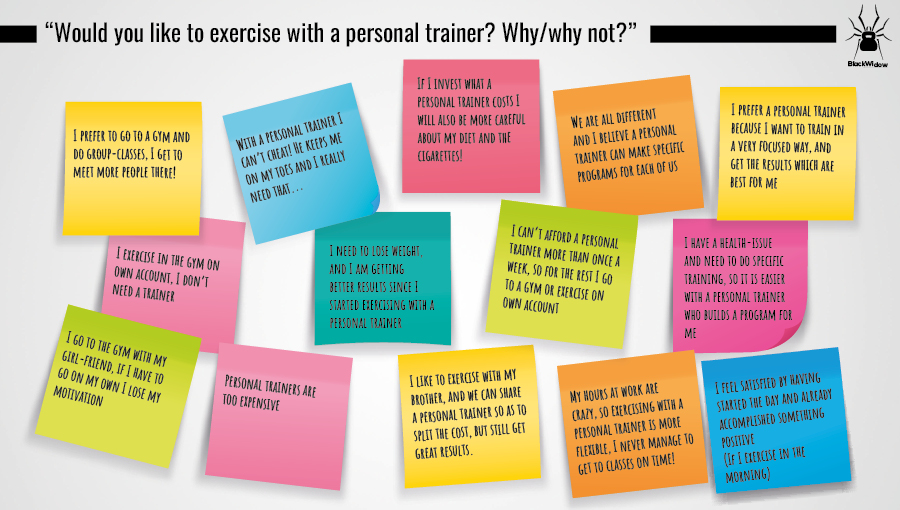 BlackWidow interview question: “Would you like to exercise with a personal trainer? Why/why not?”