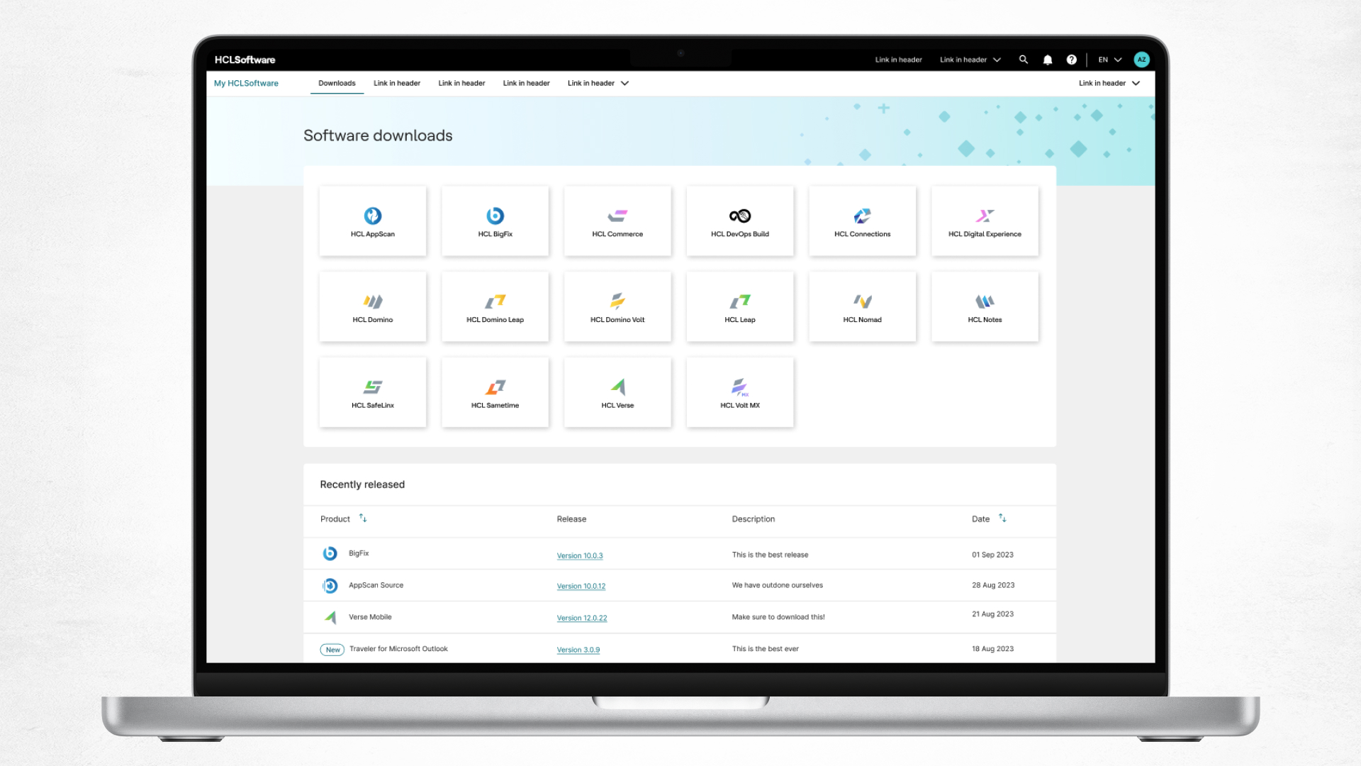 My HCLSoftware sample screen 1